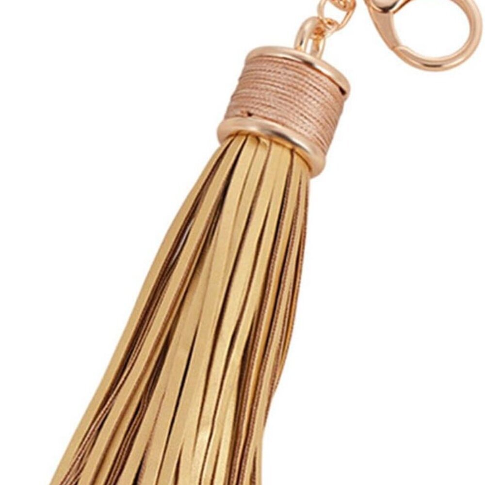 Women Leather Tassels Keychain Car Circle Key Rings Gift Bag Hanging Buckle